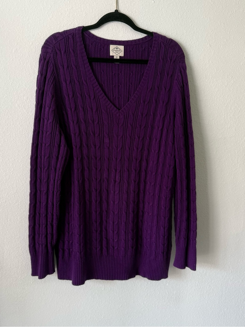 St. John's Bay Purple Cable-Knit V-Neck Sweater